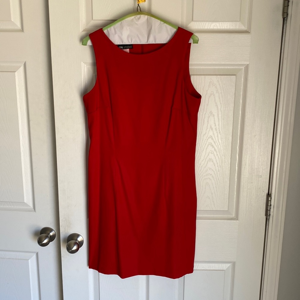 Red pleated dress
